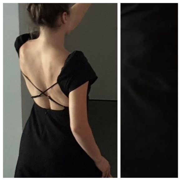 NWT. Zara Black Linen Blend Mini Dress with Balloon Puff Sleeves. Size M. - Picture 4 of 8